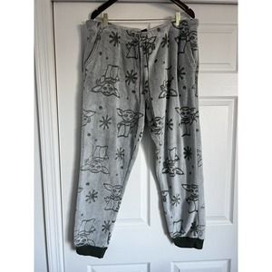 Star Wars Mandalorian Sz XXL Green Fleece Pants, Drawstring Joggers. Baby Yoda
